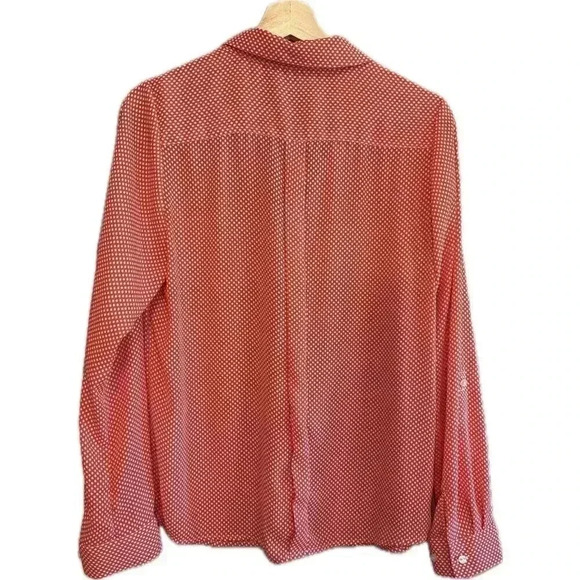 Outback Red Women's Redish Pink-Coral Polka Dot Blouse Size Medium Lightweight - Picture 5 of 8